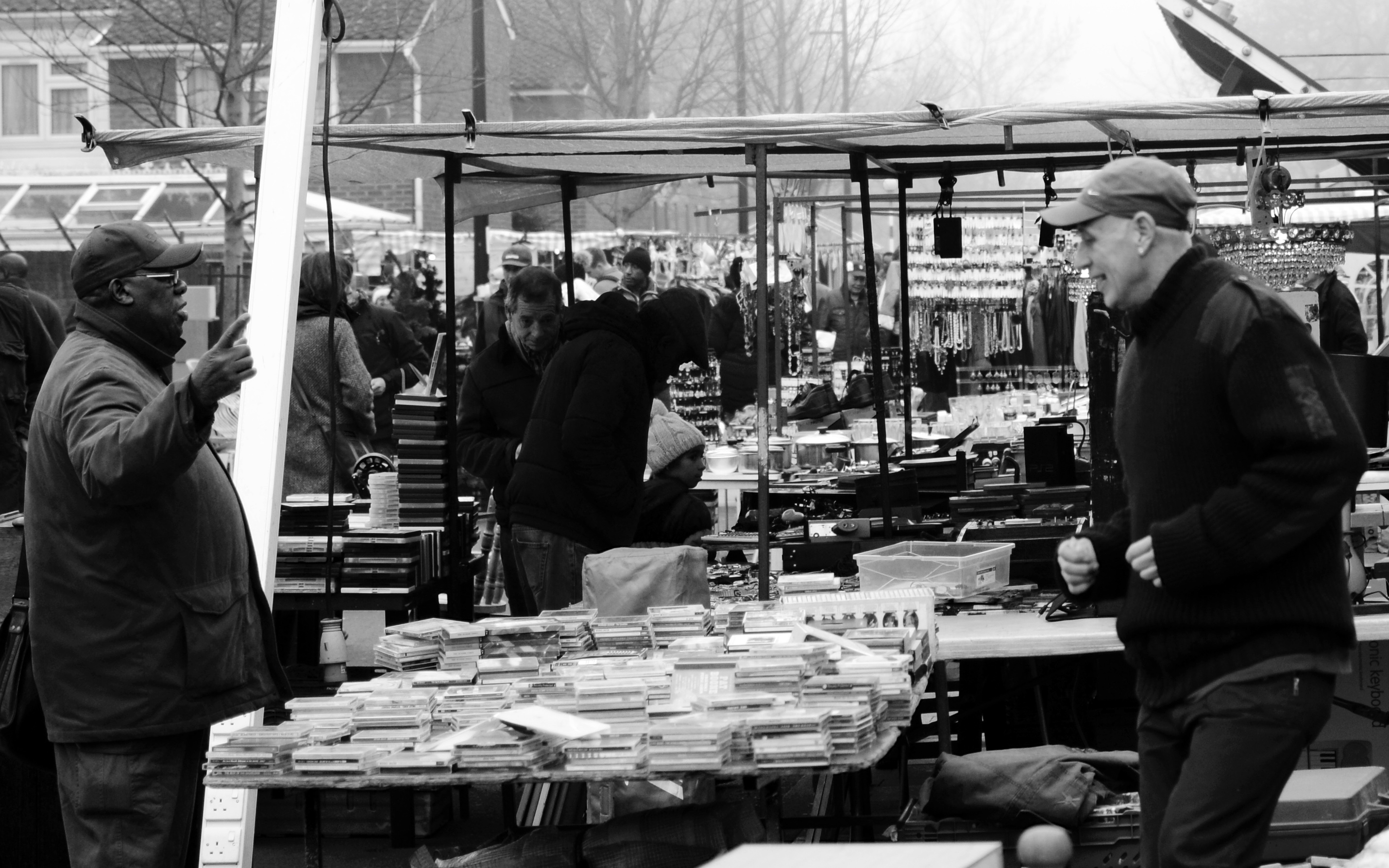 Two men at London market