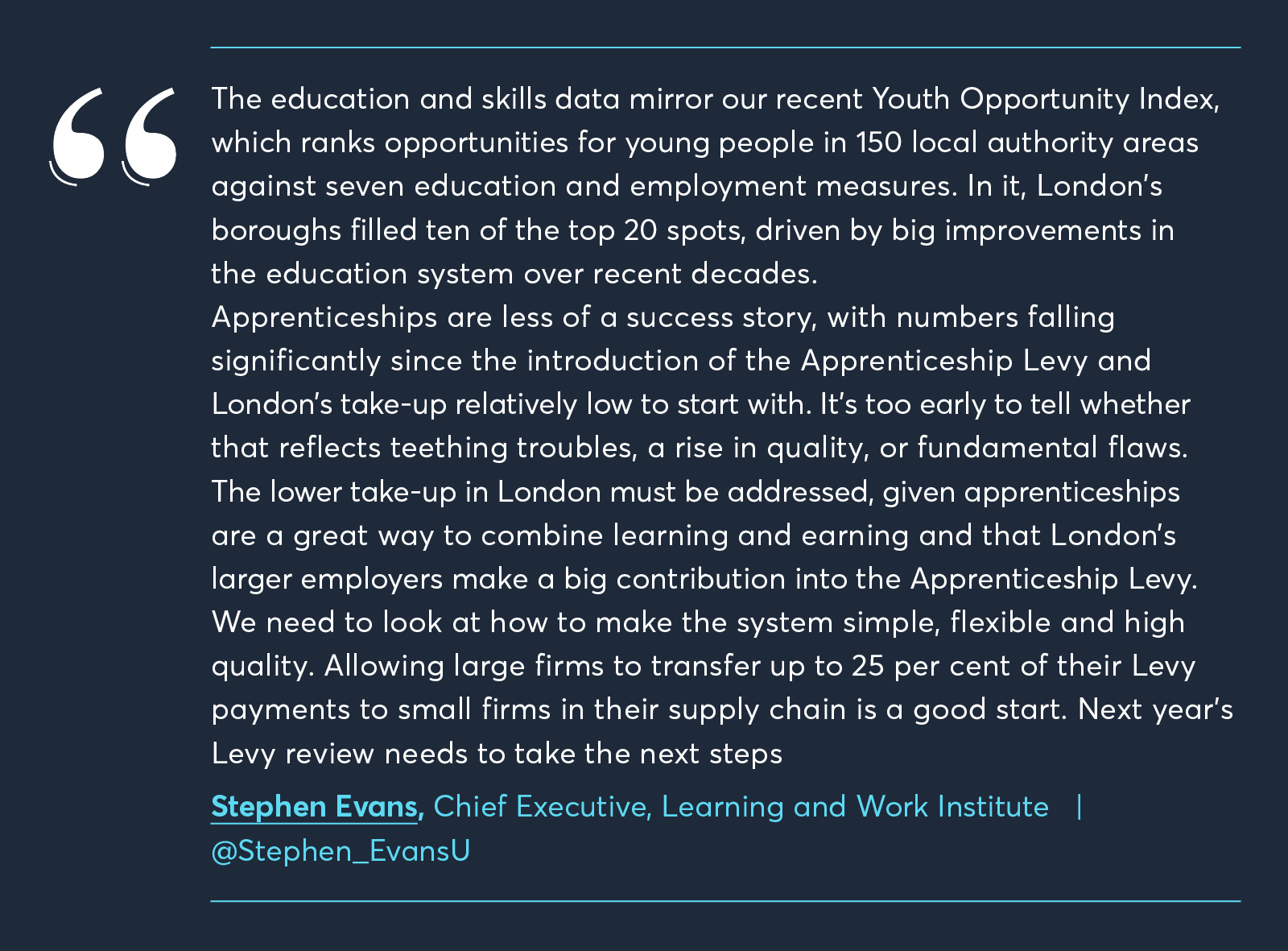 Stephen Evans, learning and work institute, apprenticeships